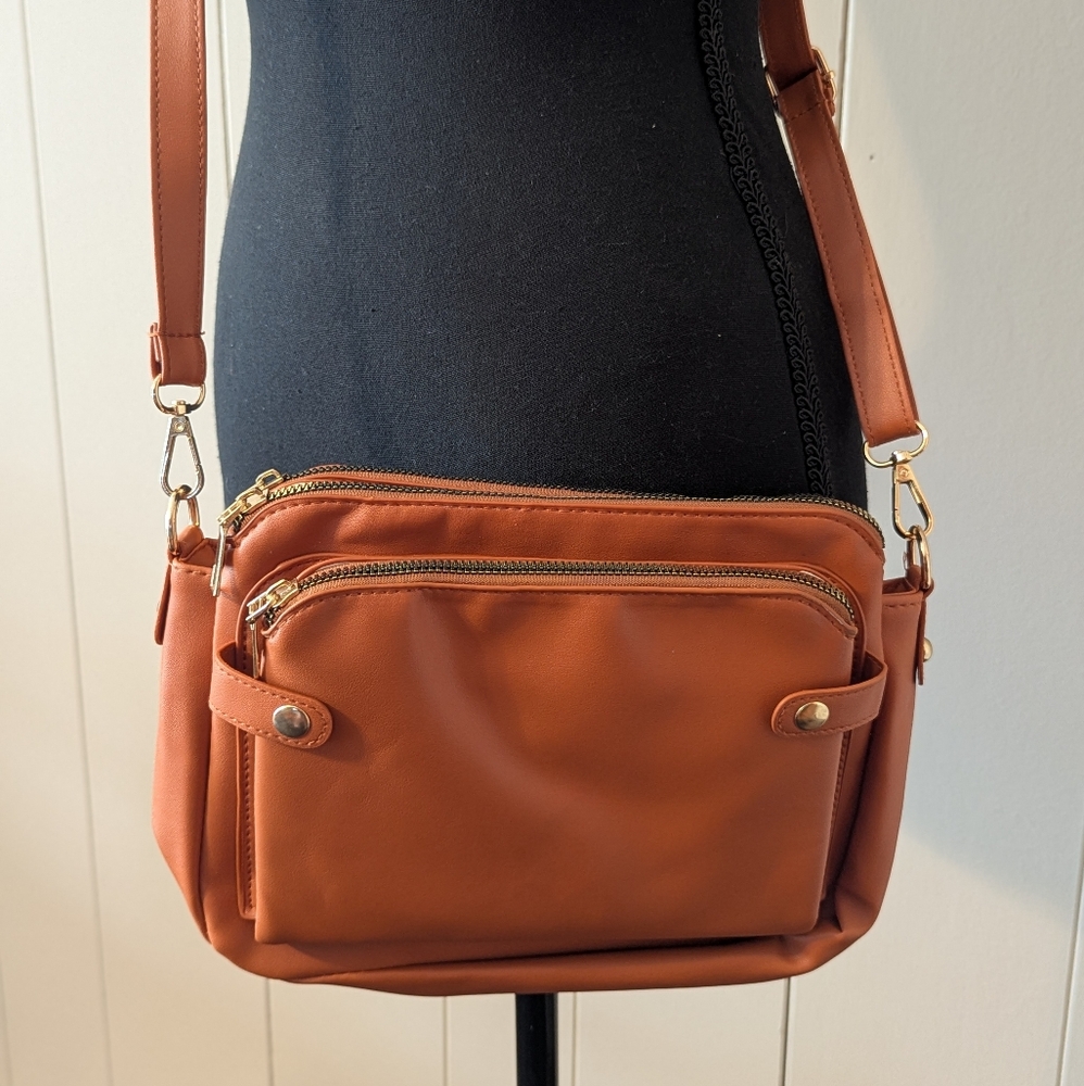 Like New Zengmei Brown 3 Layer Crossbody Bag - Picture 2 of 6